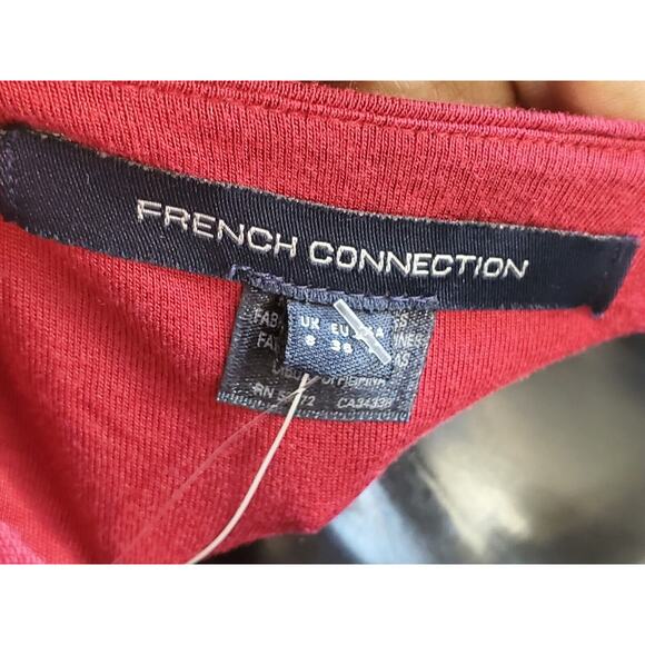 French Connection Women's Red Modal Scoop Neck Casual Knee Length Dress Size 4 - Picture 9 of 11